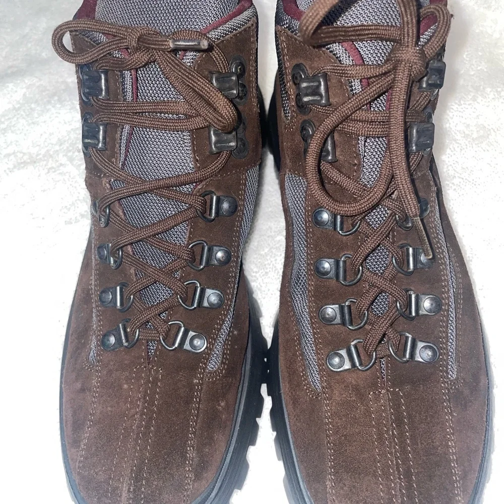 PRADA Suede & Nylon Lace Up Hiking Boots Brown EU 38 1/2 US Size 8 New - Picture 8 of 14